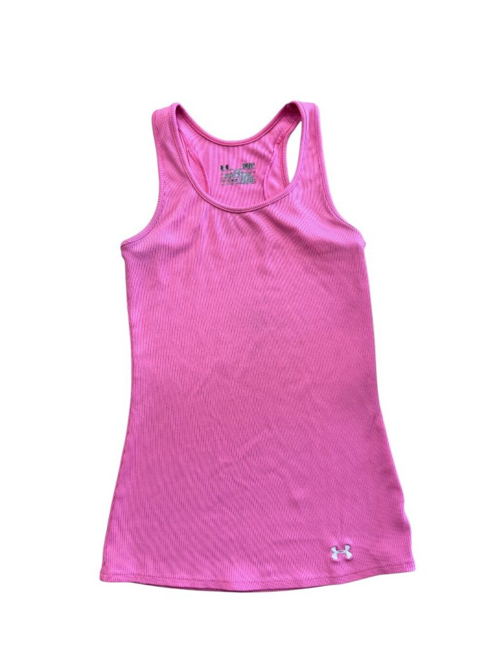 Under Armour HeatGear Pink Ribbed Fitted Racerback Tank Top, Small